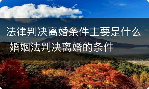 法律判决离婚条件主要是什么 婚姻法判决离婚的条件