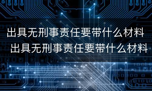 出具无刑事责任要带什么材料 出具无刑事责任要带什么材料呢