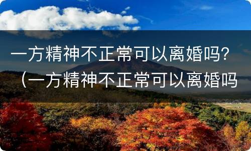 一方精神不正常可以离婚吗？（一方精神不正常可以离婚吗）