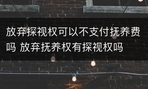 放弃探视权可以不支付抚养费吗 放弃抚养权有探视权吗