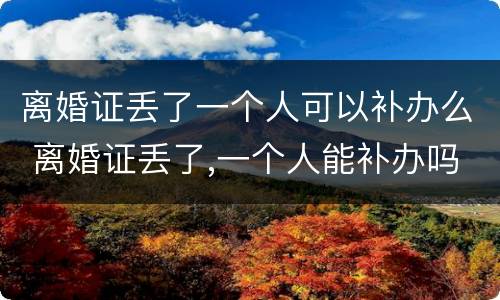 离婚证丢了一个人可以补办么 离婚证丢了,一个人能补办吗