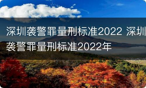 深圳袭警罪量刑标准2022 深圳袭警罪量刑标准2022年