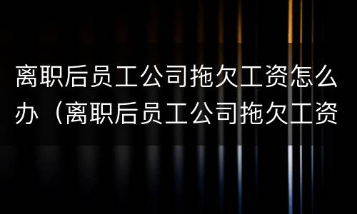 离职后员工公司拖欠工资怎么办（离职后员工公司拖欠工资怎么办理）