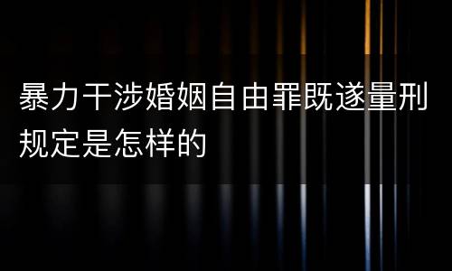 暴力干涉婚姻自由罪既遂量刑规定是怎样的