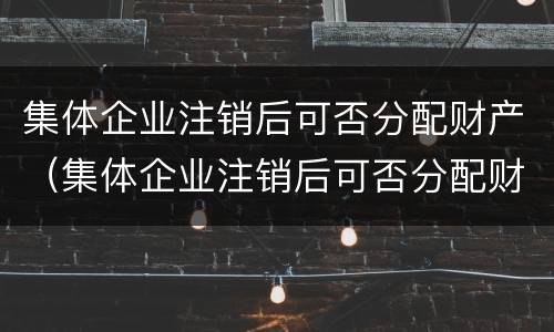 集体企业注销后可否分配财产（集体企业注销后可否分配财产使用）