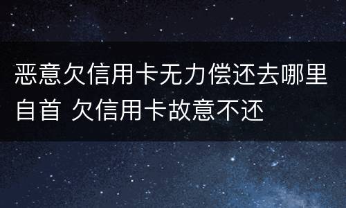 恶意欠信用卡无力偿还去哪里自首 欠信用卡故意不还