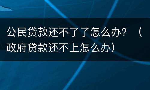 公民贷款还不了了怎么办？（政府贷款还不上怎么办）