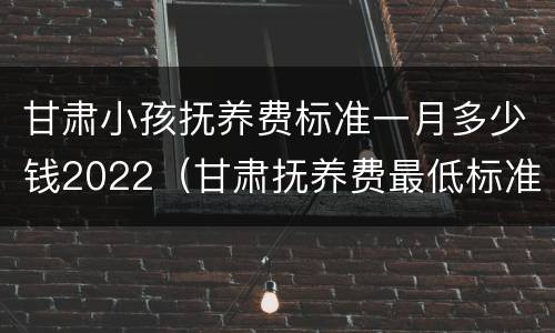 甘肃小孩抚养费标准一月多少钱2022（甘肃抚养费最低标准）