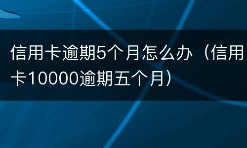 信用卡逾期5个月怎么办（信用卡10000逾期五个月）