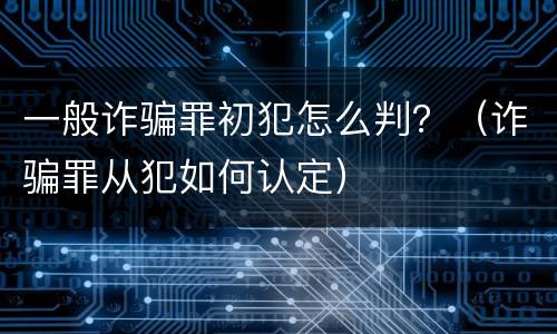 一般诈骗罪初犯怎么判？（诈骗罪从犯如何认定）
