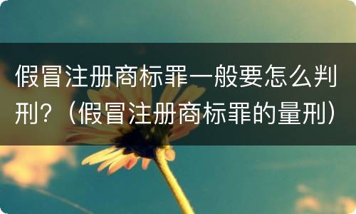 假冒注册商标罪一般要怎么判刑?（假冒注册商标罪的量刑）