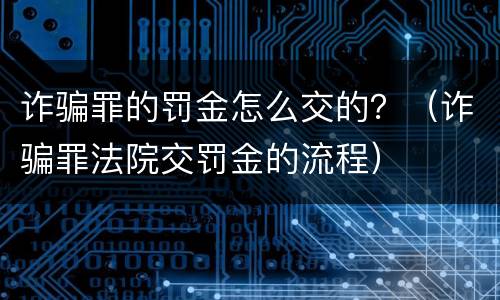 诈骗罪的罚金怎么交的？（诈骗罪法院交罚金的流程）