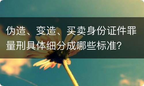 伪造、变造、买卖身份证件罪量刑具体细分成哪些标准？