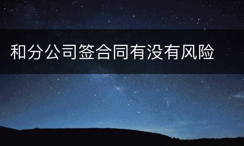 和分公司签合同有没有风险