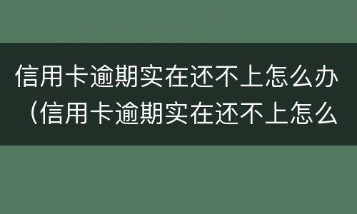 信用卡逾期实在还不上怎么办（信用卡逾期实在还不上怎么办呢）