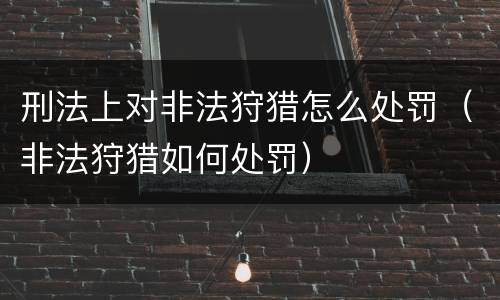 刑法上对非法狩猎怎么处罚（非法狩猎如何处罚）