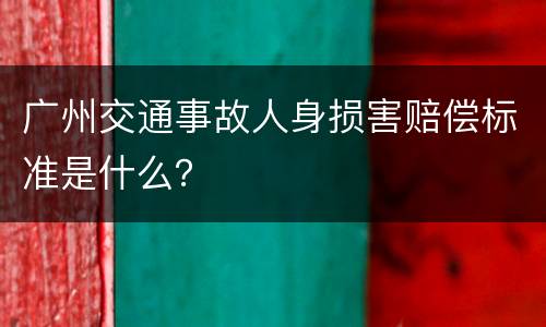 广州交通事故人身损害赔偿标准是什么？
