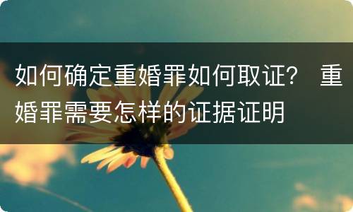 如何确定重婚罪如何取证？ 重婚罪需要怎样的证据证明
