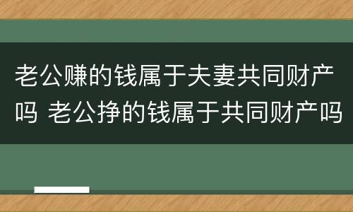 老公赚的钱属于夫妻共同财产吗 老公挣的钱属于共同财产吗