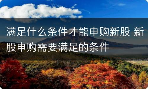 满足什么条件才能申购新股 新股申购需要满足的条件