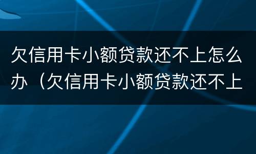 欠信用卡小额贷款还不上怎么办（欠信用卡小额贷款还不上怎么办呢）