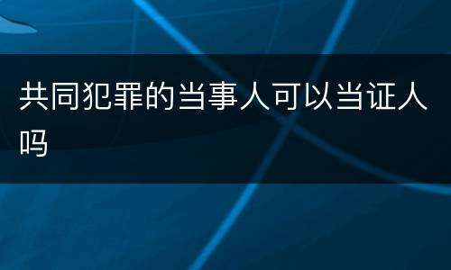 共同犯罪的当事人可以当证人吗