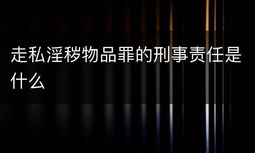 走私淫秽物品罪的刑事责任是什么