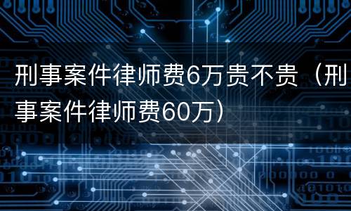 刑事案件律师费6万贵不贵（刑事案件律师费60万）