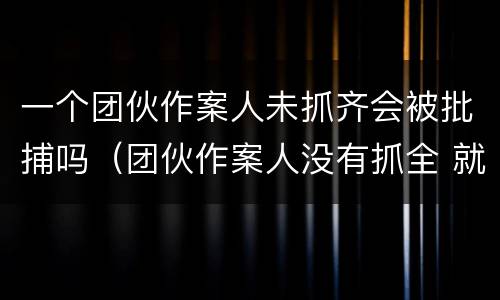 一个团伙作案人未抓齐会被批捕吗（团伙作案人没有抓全 就已经判刑了）