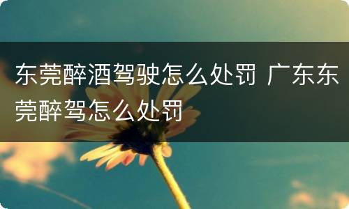 东莞醉酒驾驶怎么处罚 广东东莞醉驾怎么处罚