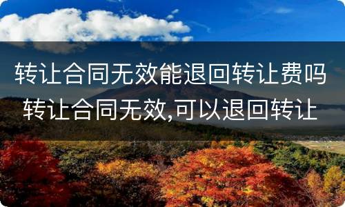 转让合同无效能退回转让费吗 转让合同无效,可以退回转让费吗?