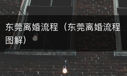 东莞离婚流程（东莞离婚流程图解）