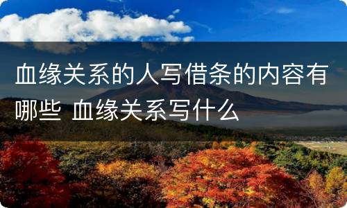 血缘关系的人写借条的内容有哪些 血缘关系写什么