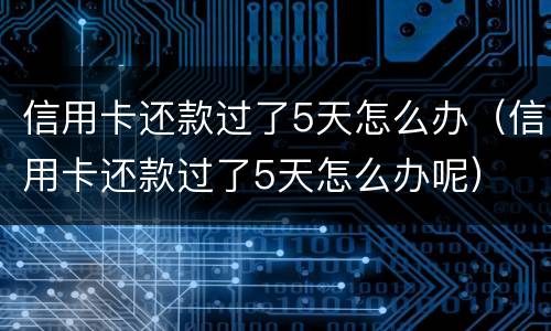 信用卡还款过了5天怎么办（信用卡还款过了5天怎么办呢）