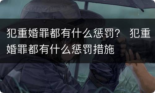 犯重婚罪都有什么惩罚？ 犯重婚罪都有什么惩罚措施