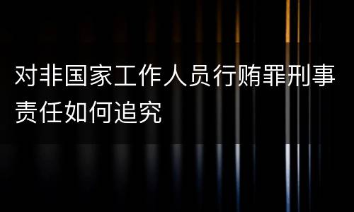 对非国家工作人员行贿罪刑事责任如何追究