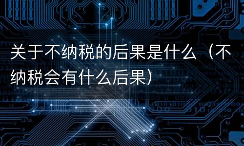 关于不纳税的后果是什么（不纳税会有什么后果）