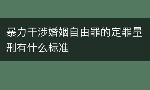 暴力干涉婚姻自由罪的定罪量刑有什么标准