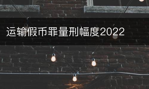 运输假币罪量刑幅度2022