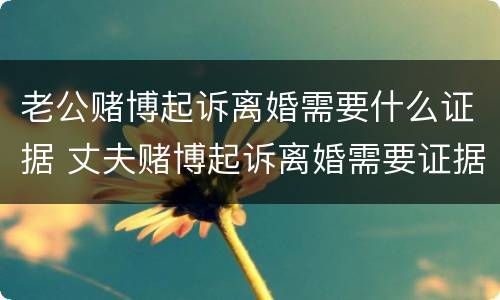 老公赌博起诉离婚需要什么证据 丈夫赌博起诉离婚需要证据吗