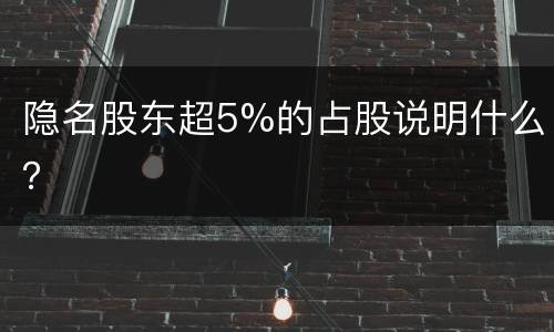 隐名股东超5%的占股说明什么？