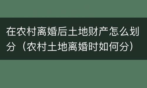 在农村离婚后土地财产怎么划分（农村土地离婚时如何分）