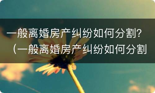 一般离婚房产纠纷如何分割？（一般离婚房产纠纷如何分割的）