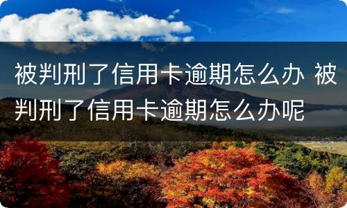 被判刑了信用卡逾期怎么办 被判刑了信用卡逾期怎么办呢