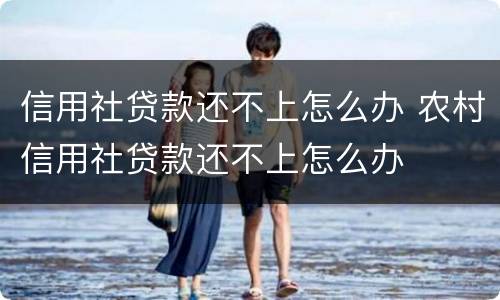 信用社贷款还不上怎么办 农村信用社贷款还不上怎么办