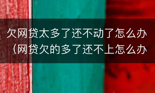 欠网贷太多了还不动了怎么办（网贷欠的多了还不上怎么办）