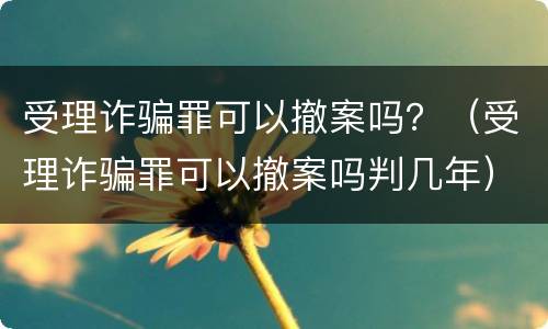 受理诈骗罪可以撤案吗？（受理诈骗罪可以撤案吗判几年）
