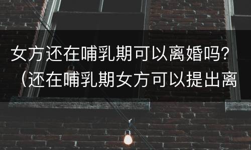 女方还在哺乳期可以离婚吗？（还在哺乳期女方可以提出离婚吗）
