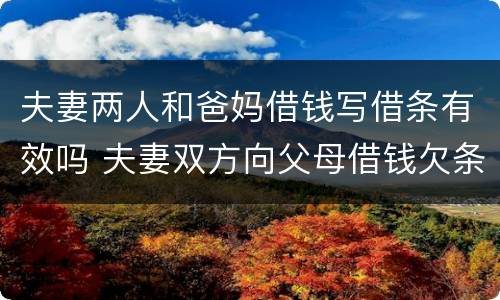 夫妻两人和爸妈借钱写借条有效吗 夫妻双方向父母借钱欠条怎么打
