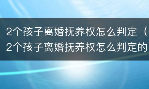 2个孩子离婚抚养权怎么判定（2个孩子离婚抚养权怎么判定的）